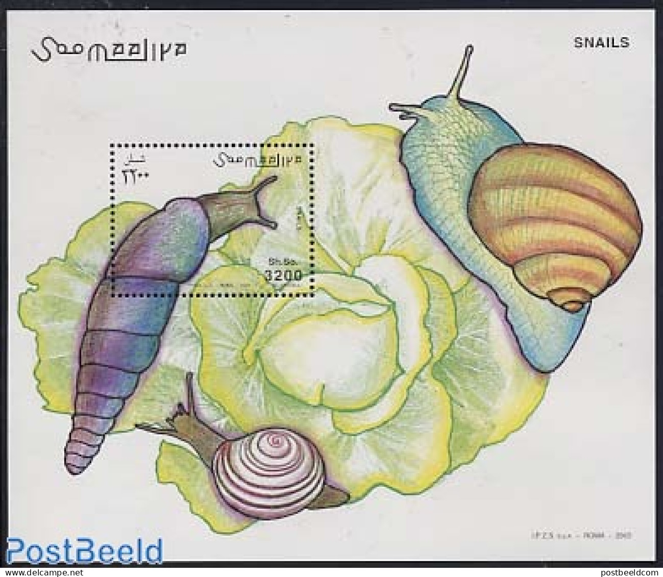 Somalia 2003 Snails S/s, Mint NH, Nature - Shells & Crustaceans - Vie Marine