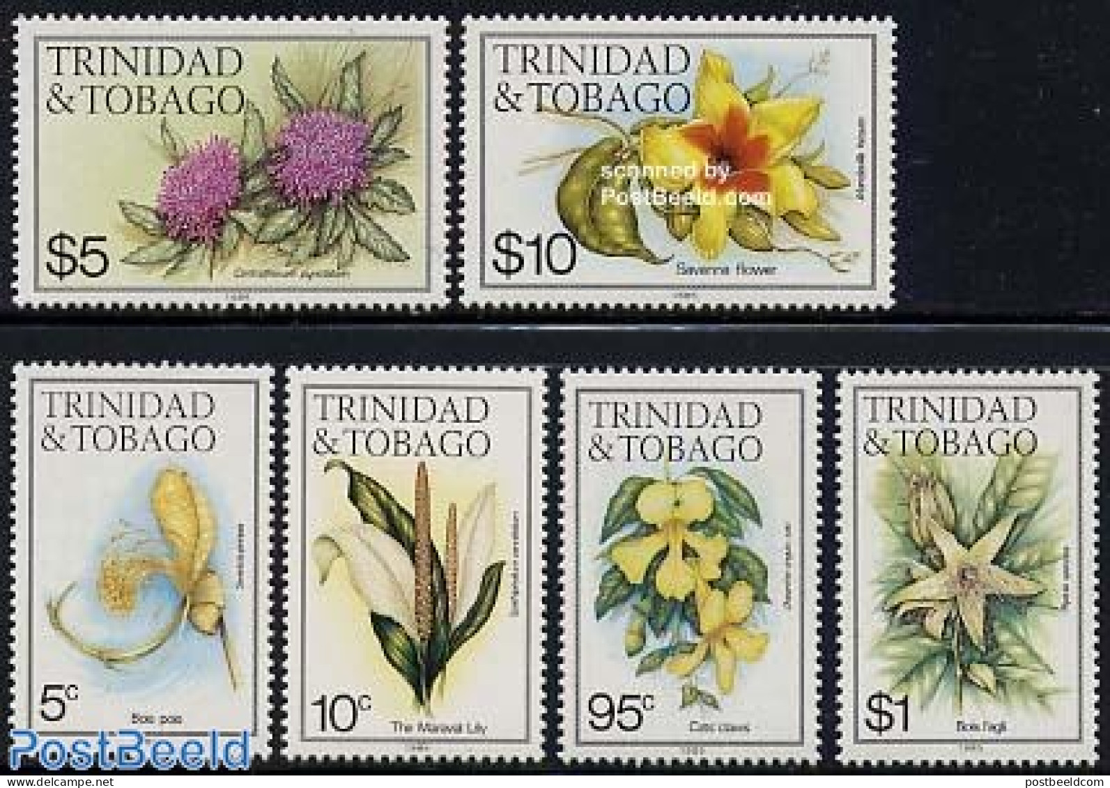 Trinidad & Tobago 1985 Flowers 6v (with Year 1985), Mint NH, Nature - Flowers & Plants - Trinidad & Tobago (1962-...)