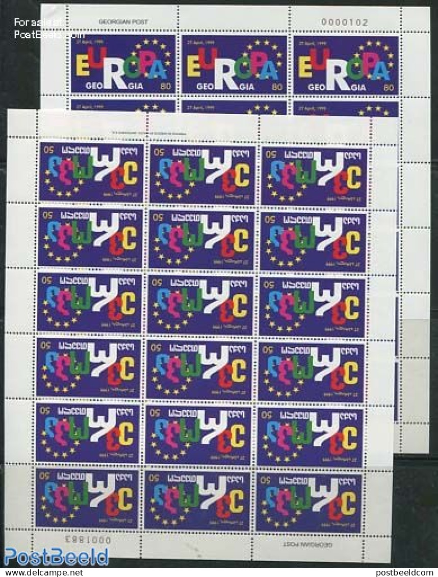 Georgia 1999 European Council 2 M/s, Mint NH, History - Europa Hang-on Issues - Europese Gedachte