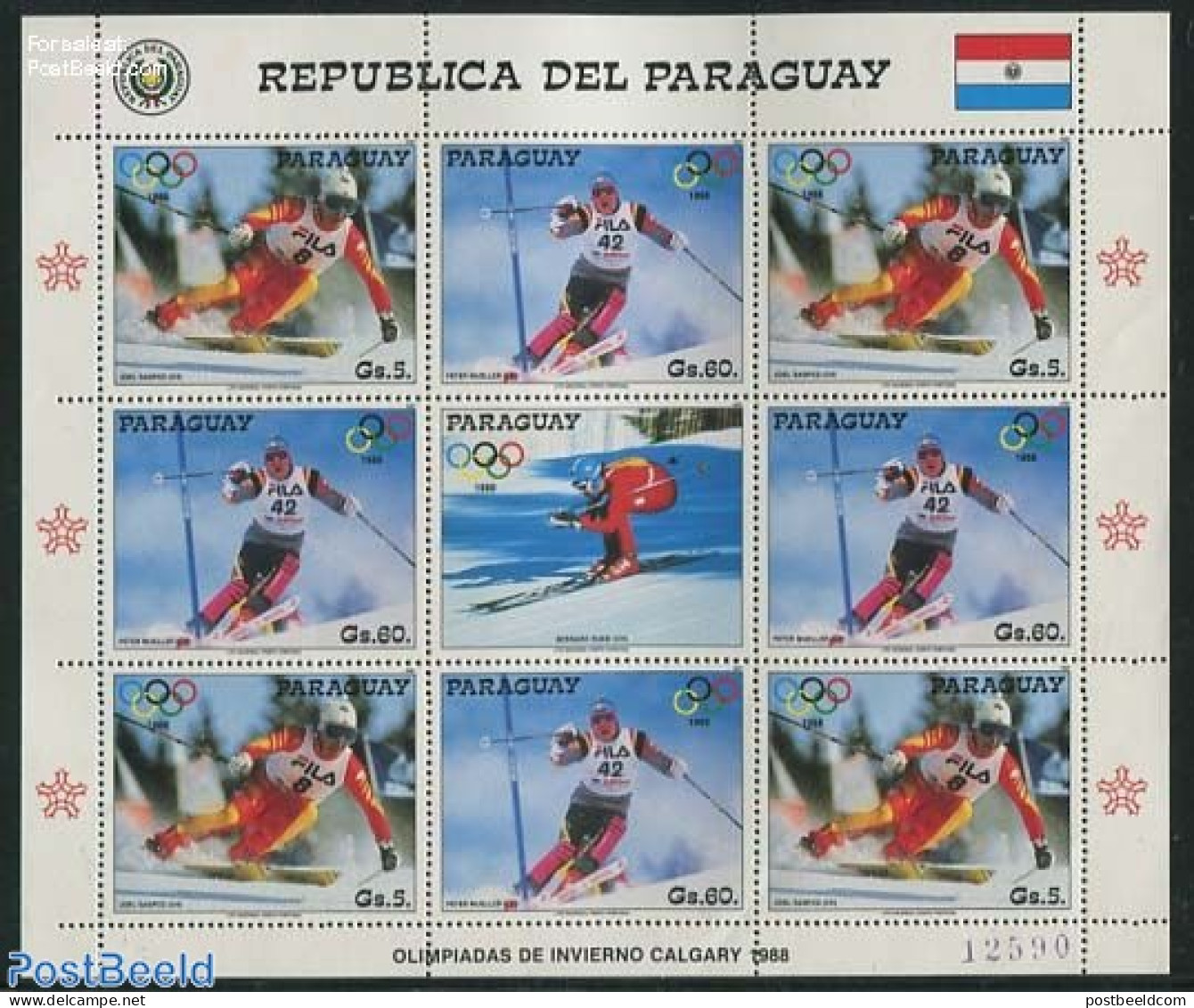 Paraguay 1987 Olympic Winter Games M/s, Mint NH, Sport - Olympic Winter Games - Skiing - Ski