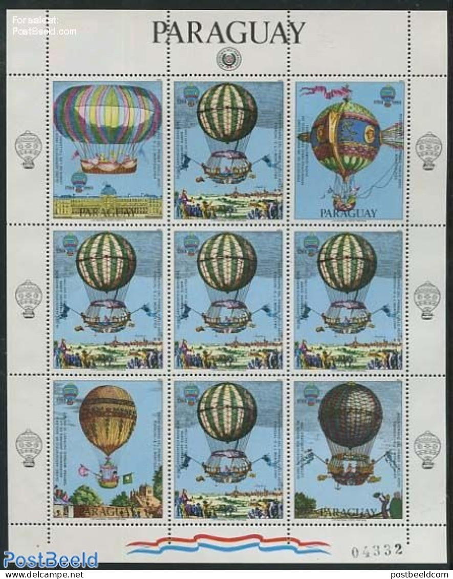 Paraguay 1983 Aviation Bicentenary M/s, Mint NH, Transport - Balloons - Luchtballons