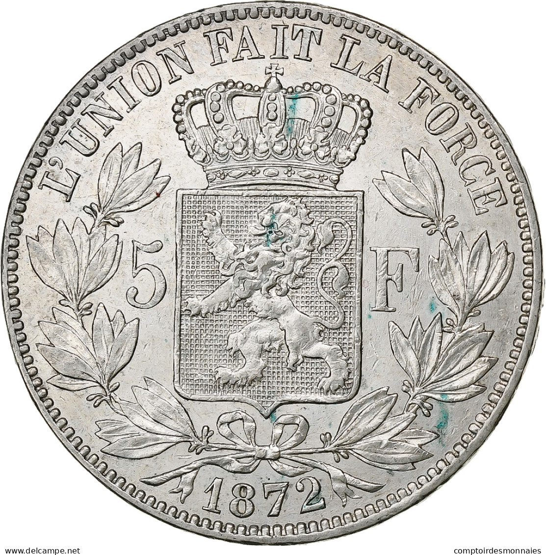 Belgique, Leopold II, 5 Francs, 5 Frank, 1872, Argent, TTB, KM:24 - 5 Frank