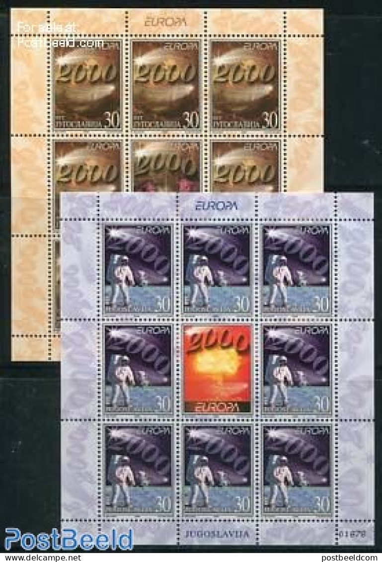 Yugoslavia 2000 Europa 2 M/ss, Mint NH, History - Transport - Europa (cept) - Space Exploration - Unused Stamps