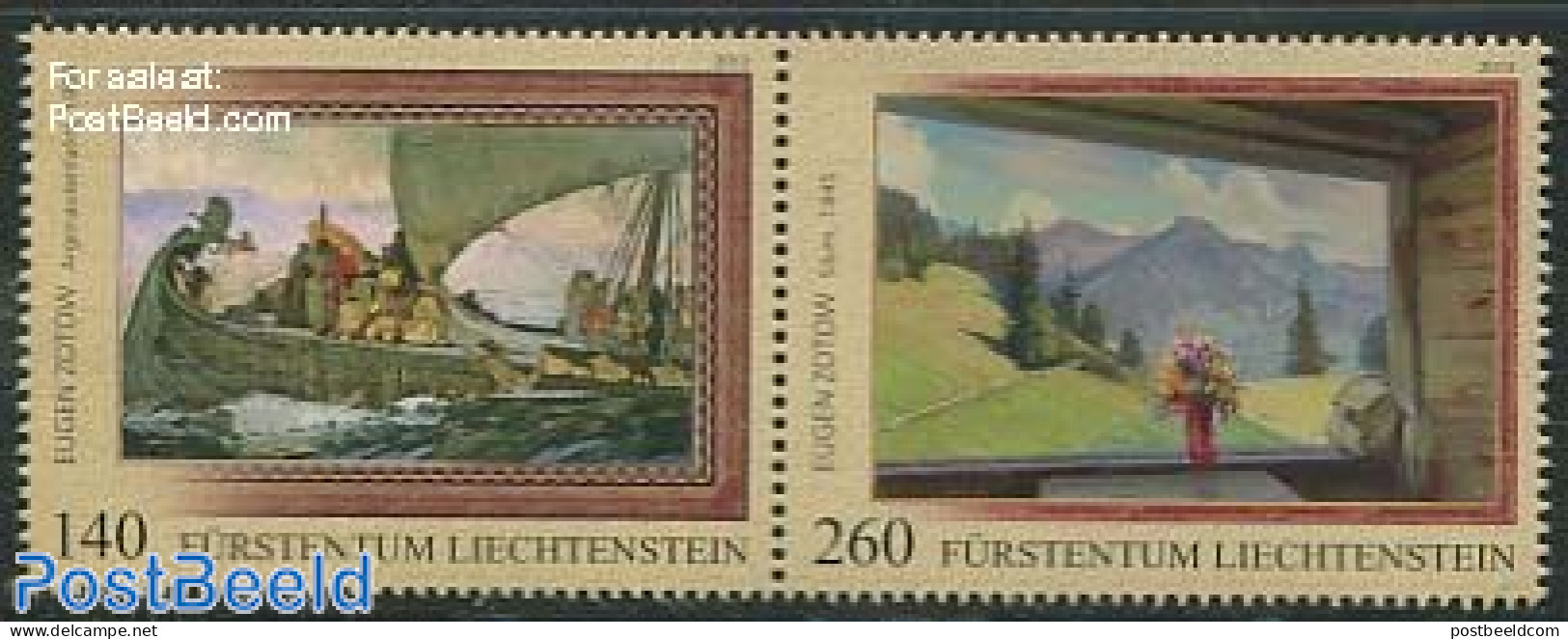 Liechtenstein 2013 Eugen Zotow Paintings 2v [:], Joint Issue Russia, Mint NH, Transport - Various - Ships And Boats - .. - Ongebruikt