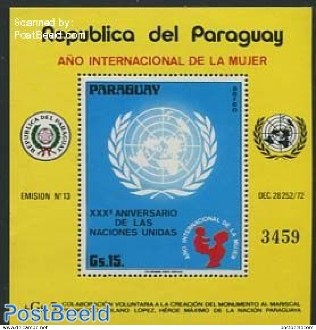 Paraguay 1975 30 Years UNO S/s, Mint NH, History - Various - Paraguay