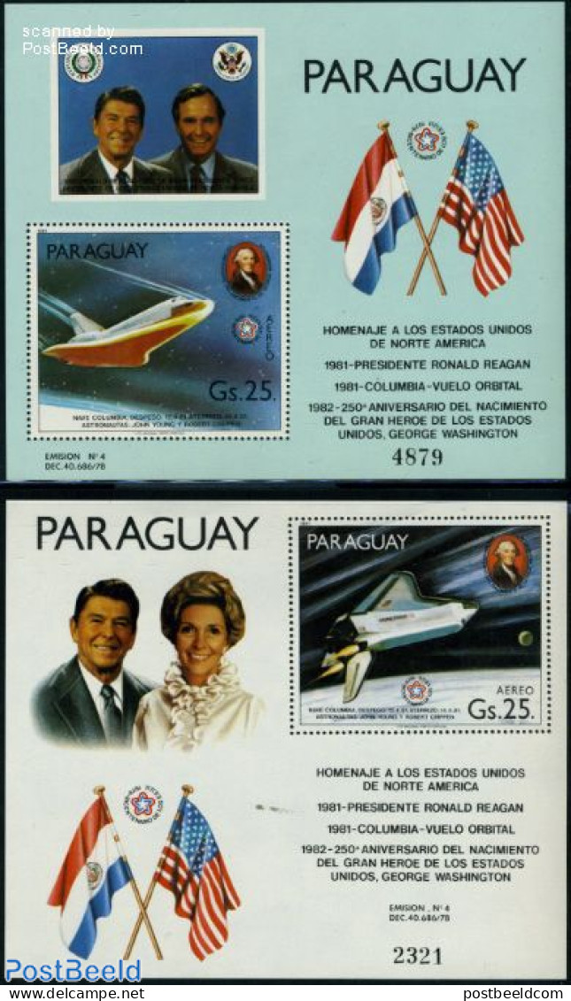Paraguay 1981 Space Shuttle 2 S/s, Mint NH, Transport - Space Exploration - Paraguay