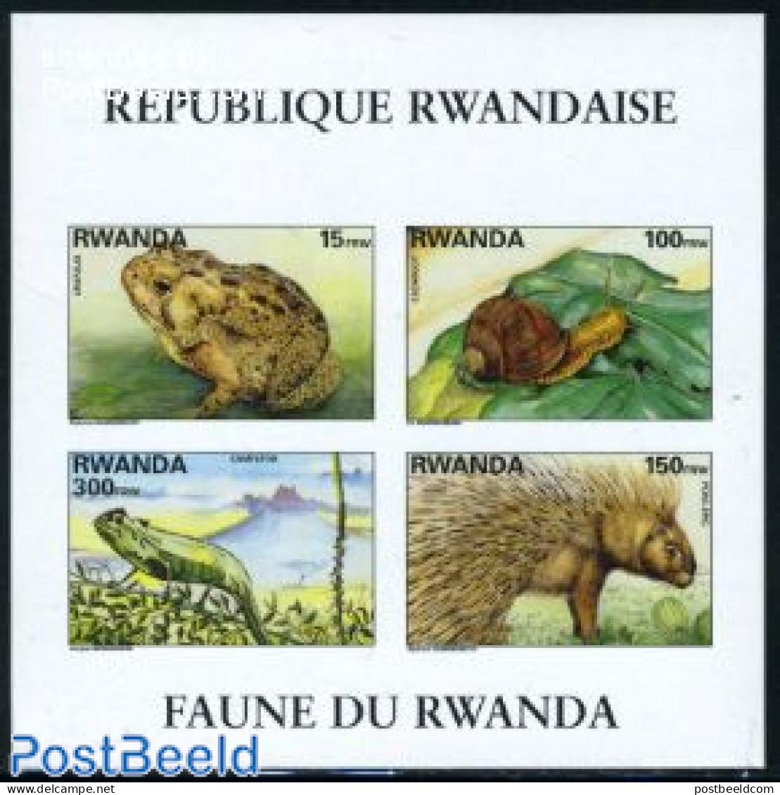 Rwanda 1995 Animals S/s Imperforated, Mint NH, Nature - Animals (others & Mixed) - Frogs & Toads - Reptiles - Andere & Zonder Classificatie