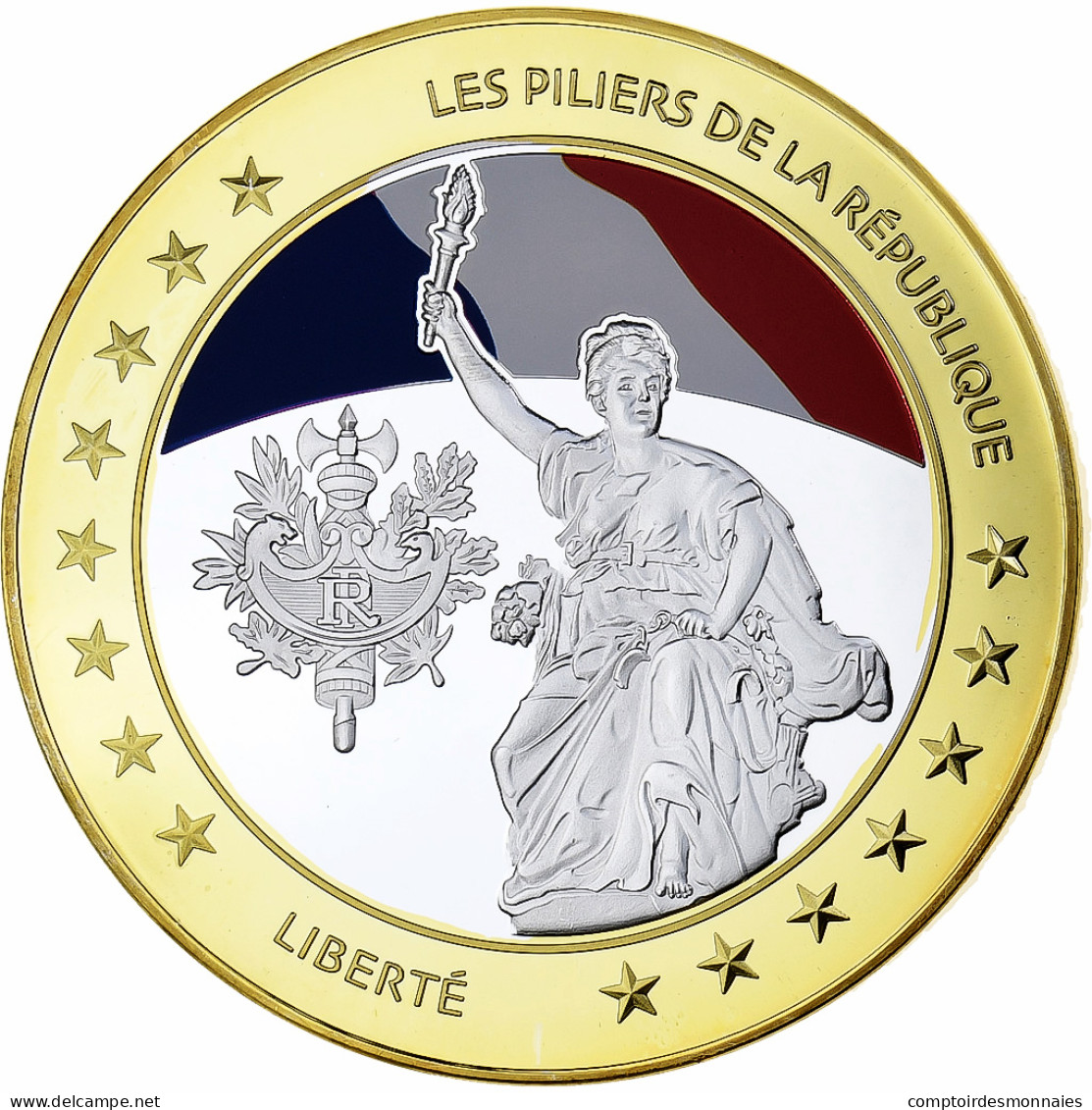 France, Médaille, Les Piliers De La République, Liberté, Cuivre Plaqué - Autres & Non Classés