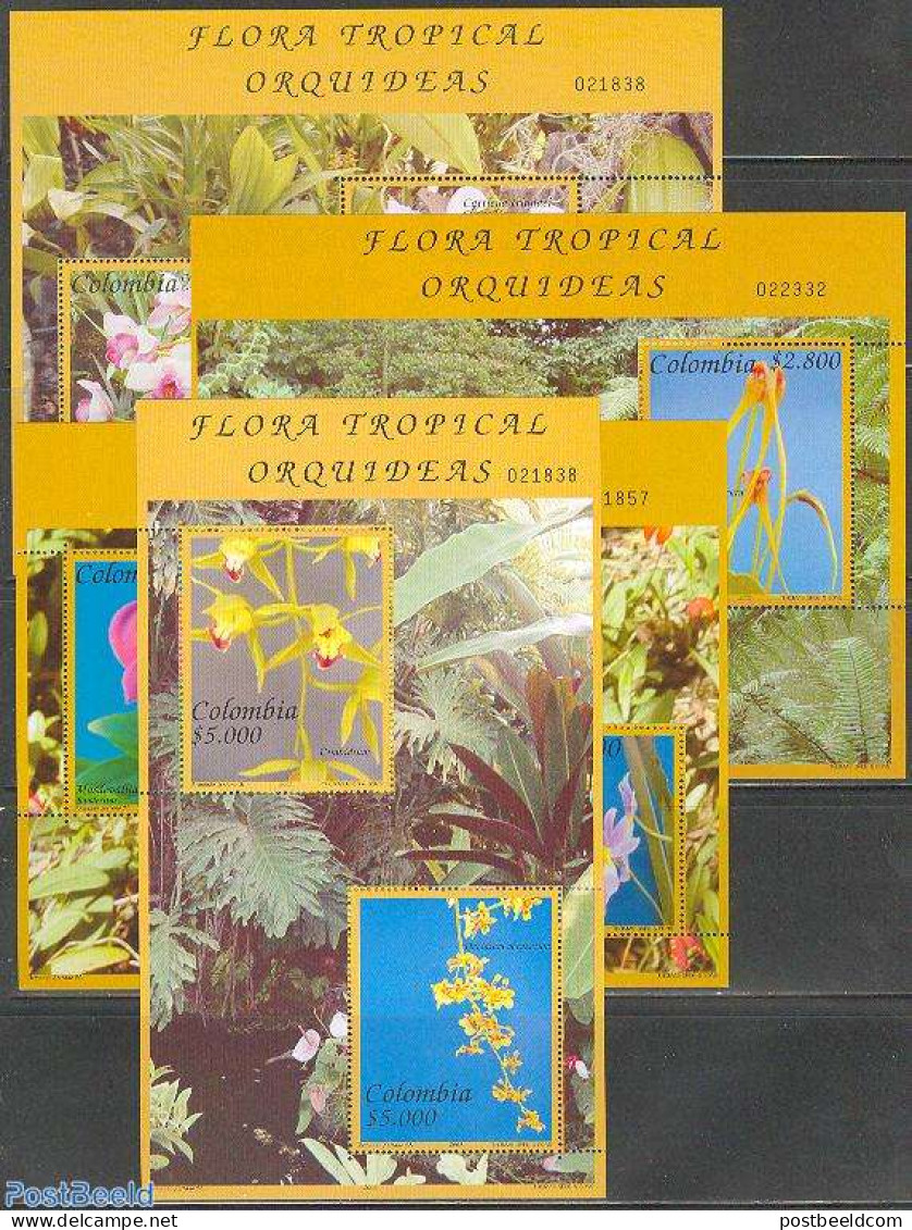 Colombia 2003 Orchids 4 S/s, Mint NH, Nature - Flowers & Plants - Orchids - Colombie