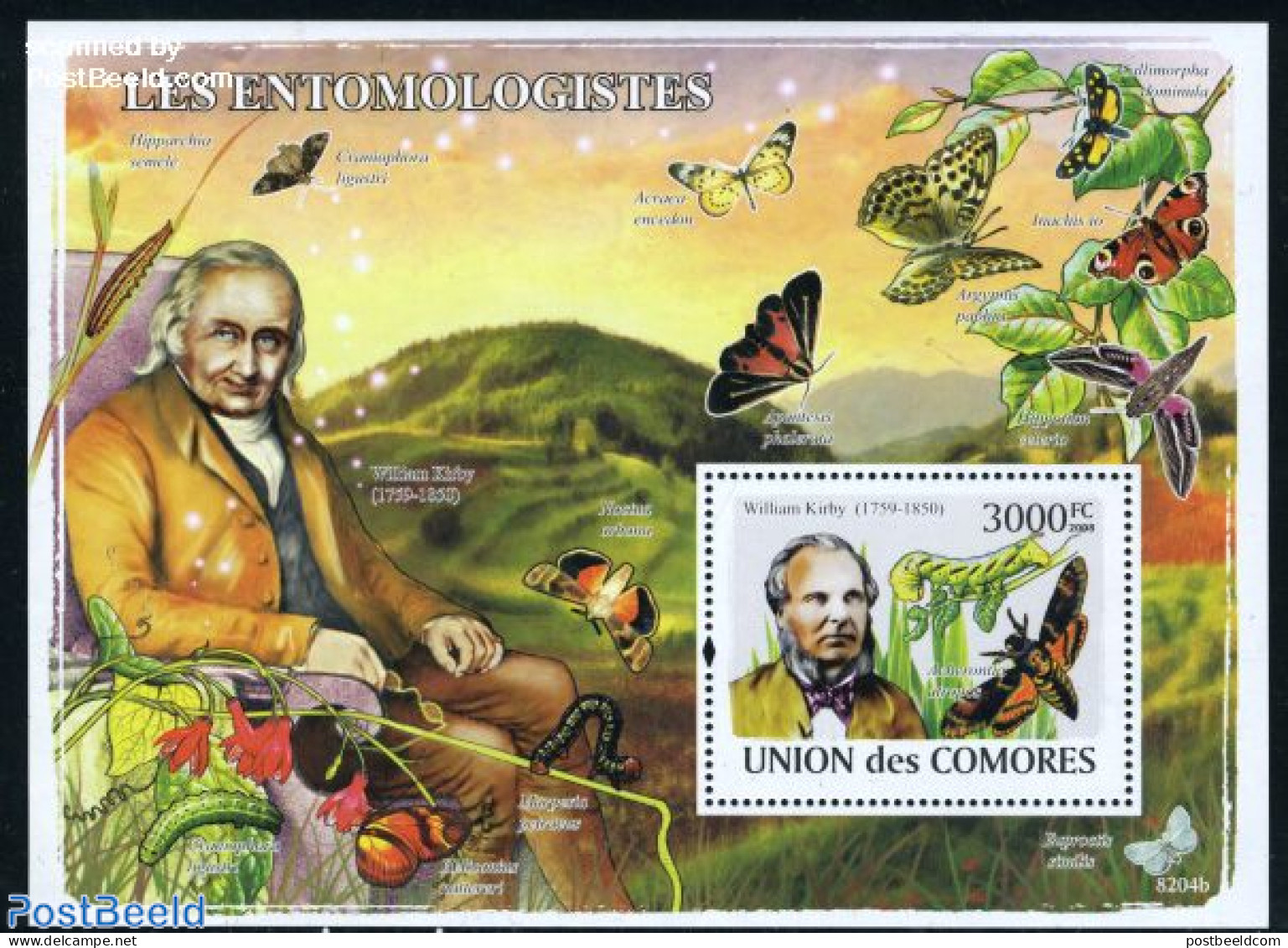 Comoros 2008 Entomologists S/s, Mint NH, Nature - Butterflies - Insects - Comores (1975-...)