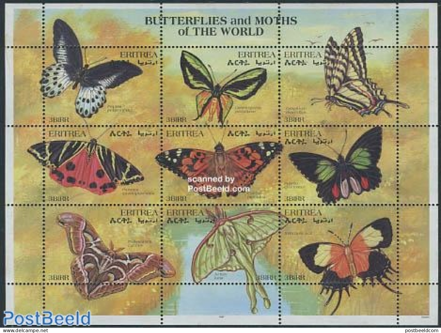 Eritrea 1997 Butterflies 12v M/s, Papilio Polymnestar, Mint NH, Nature - Butterflies - Erythrée