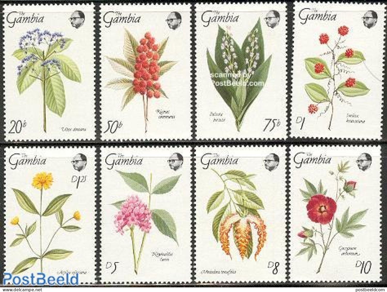 Gambia 1989 Medical Plants 8v, Mint NH, Health - Nature - Health - Flowers & Plants - Gambie (...-1964)