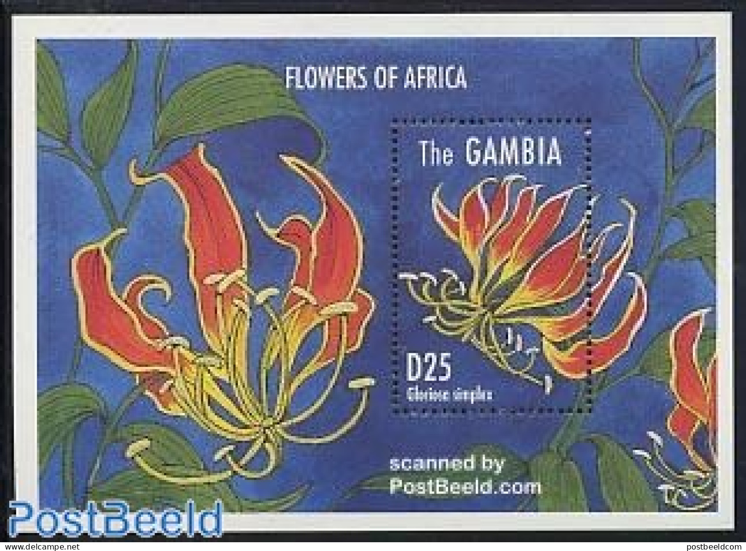 Gambia 1995 Gloriosa Simplex S/s, Mint NH, Nature - Flowers & Plants - Gambie (...-1964)