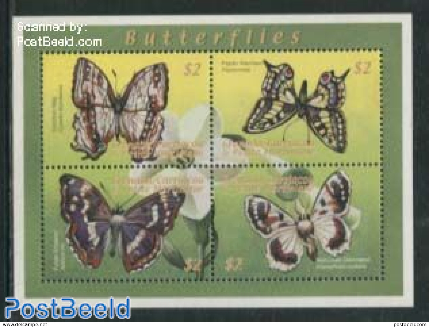 Grenada Grenadines 2000 Butterflies 4v M/s, Mint NH, Nature - Butterflies - Flowers & Plants - Grenade (1974-...)