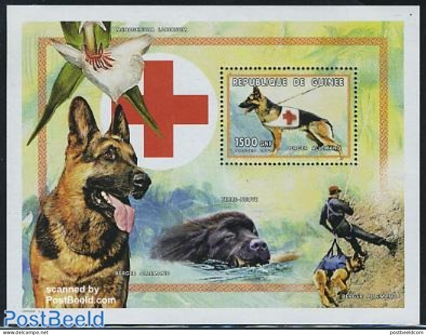 Guinea, Republic 1999 Dogs S/s, Mint NH, Health - Nature - Red Cross - Dogs - Rotes Kreuz