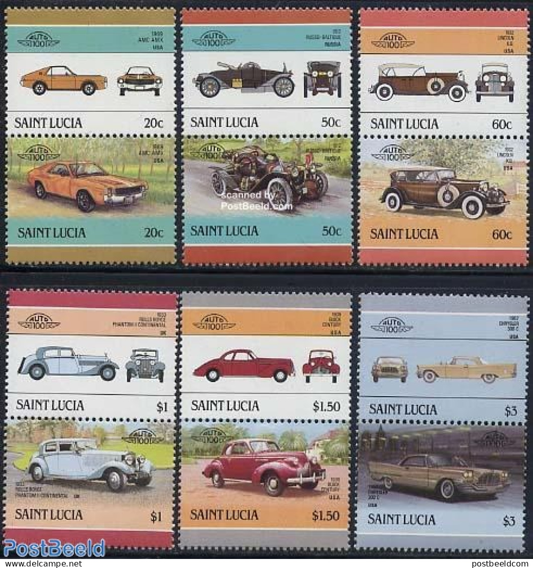 Saint Lucia 1986 Automobiles 6x2v [:] (AMC,Russo,Lincoln,Rolls,Buic, Mint NH, Transport - Automobiles - Autos