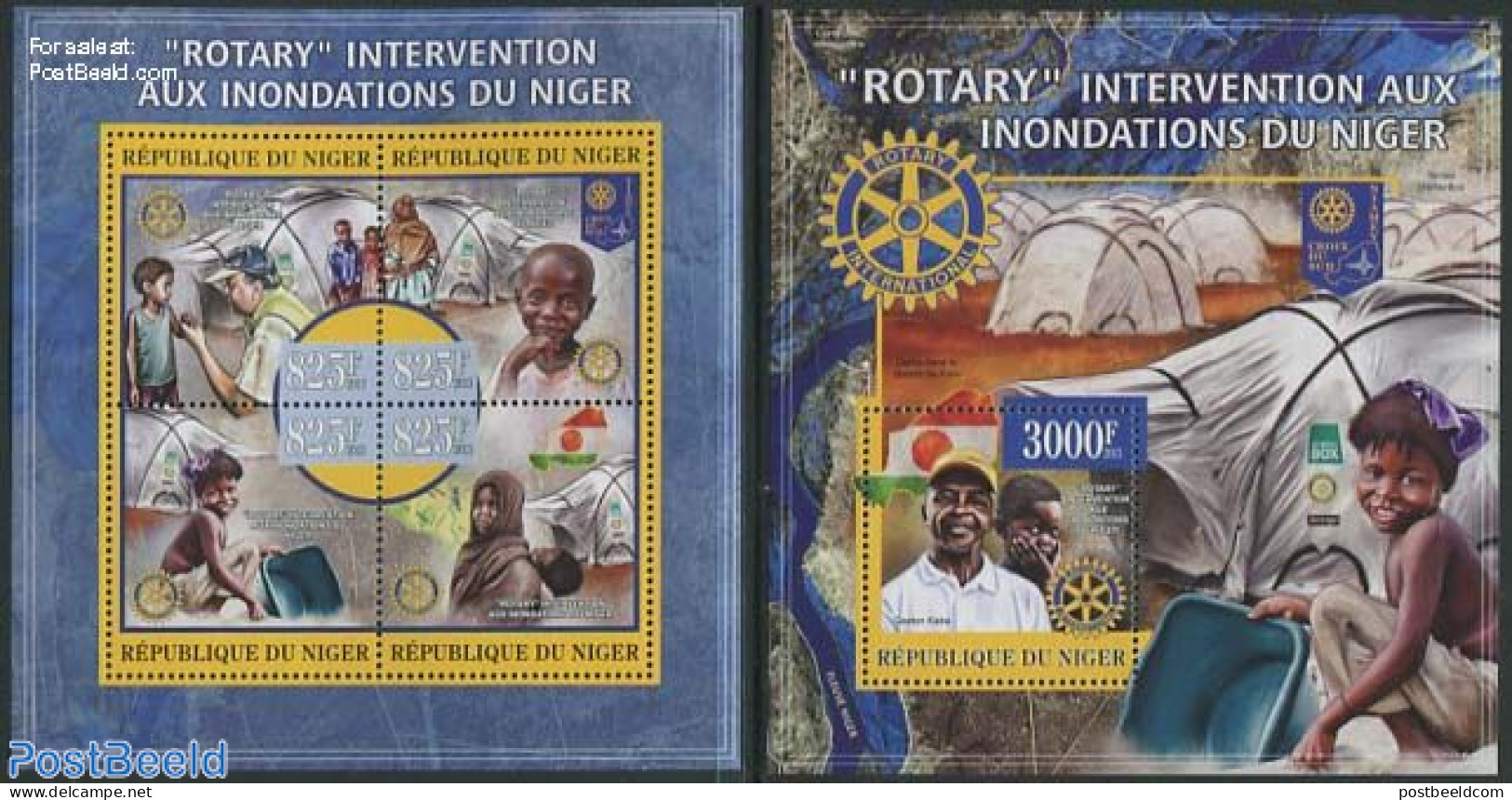 Niger 2013 Rotary Aid At Innondations 2 S/s, Mint NH, History - Various - Rotary - Disasters - Rotary, Lions Club