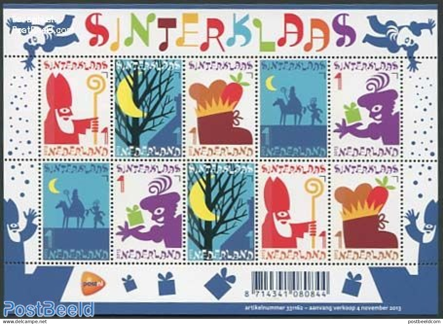 Netherlands 2013 Sinterklaas M/s (scented), Mint NH, Nature - Religion - Various - Horses - Saint Nicholas - Scented S.. - Nuovi