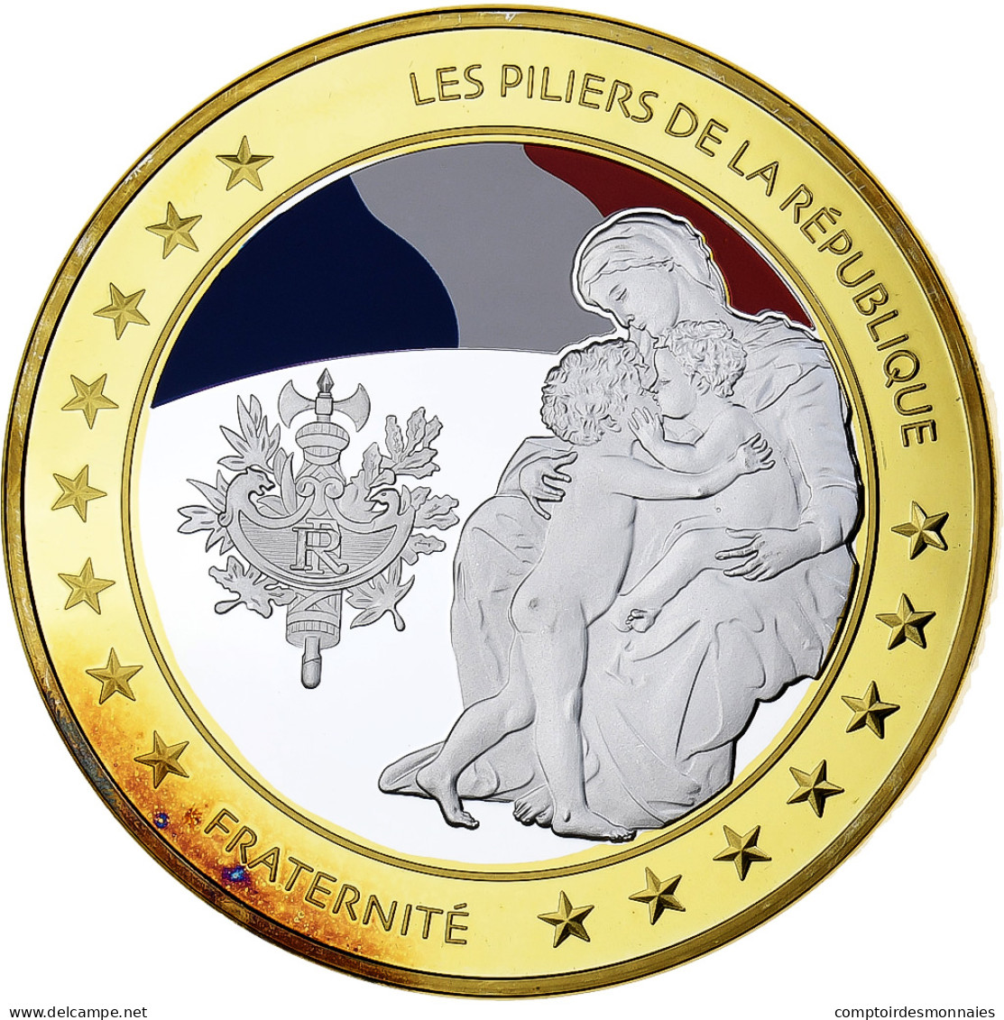 France, Médaille, Les Piliers De La République, Fraternité, Cuivre Plaqué - Other & Unclassified