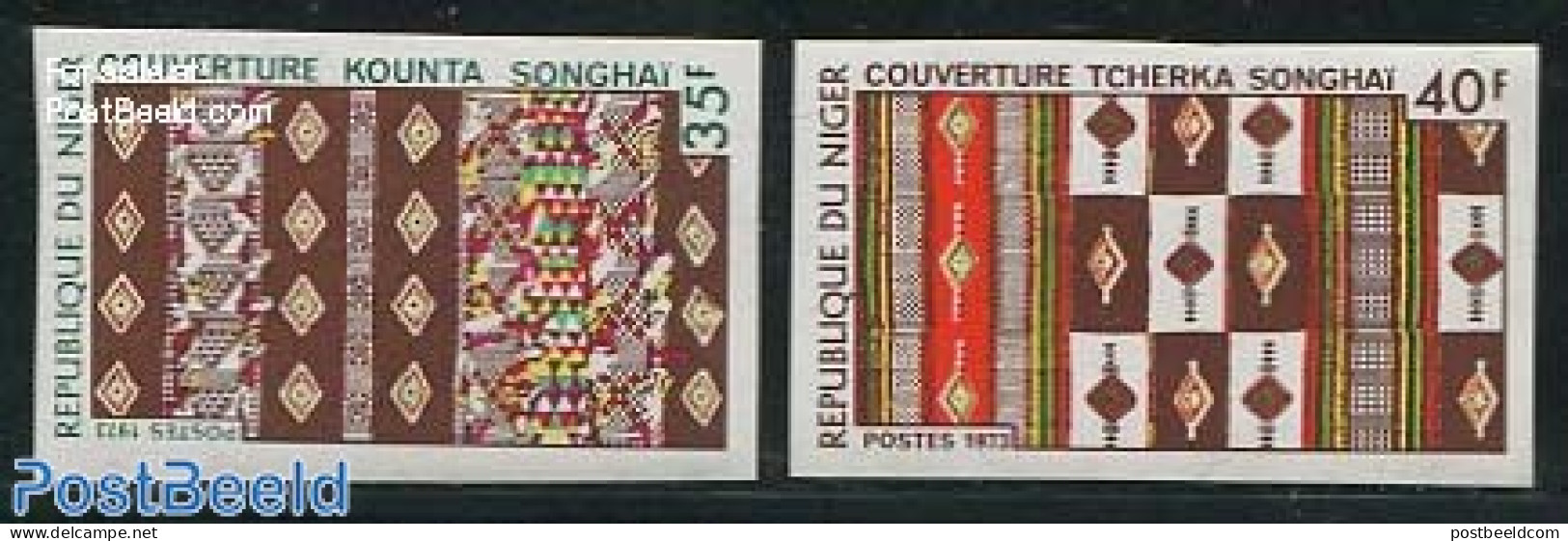 Niger 1973 Textile 2v, Imperforated, Mint NH, Various - Textiles - Textiles