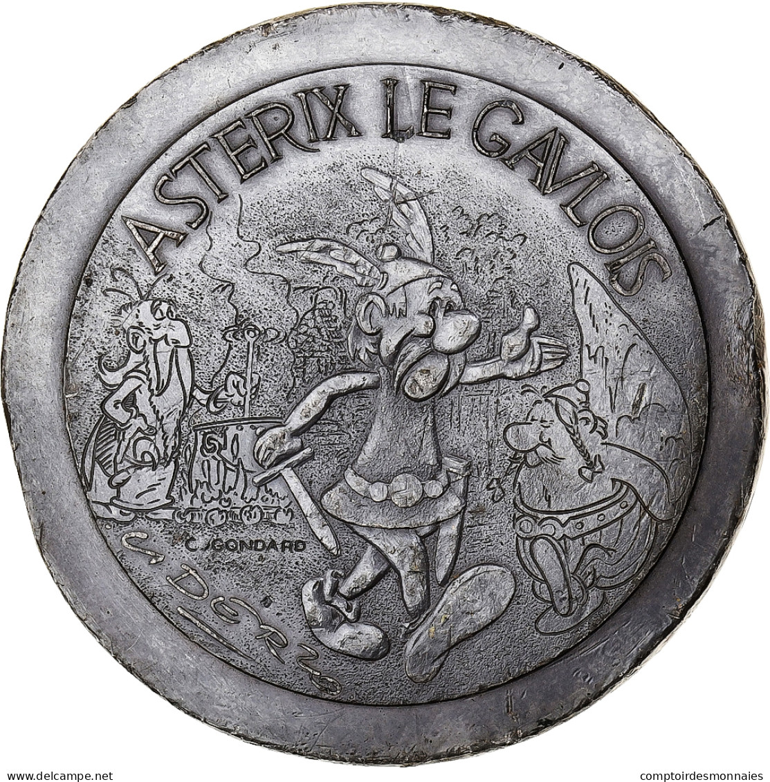 France, Médaille, Astérix Le Gaulois , René Goscinny, Etain, C. Gondard, TTB - Other & Unclassified