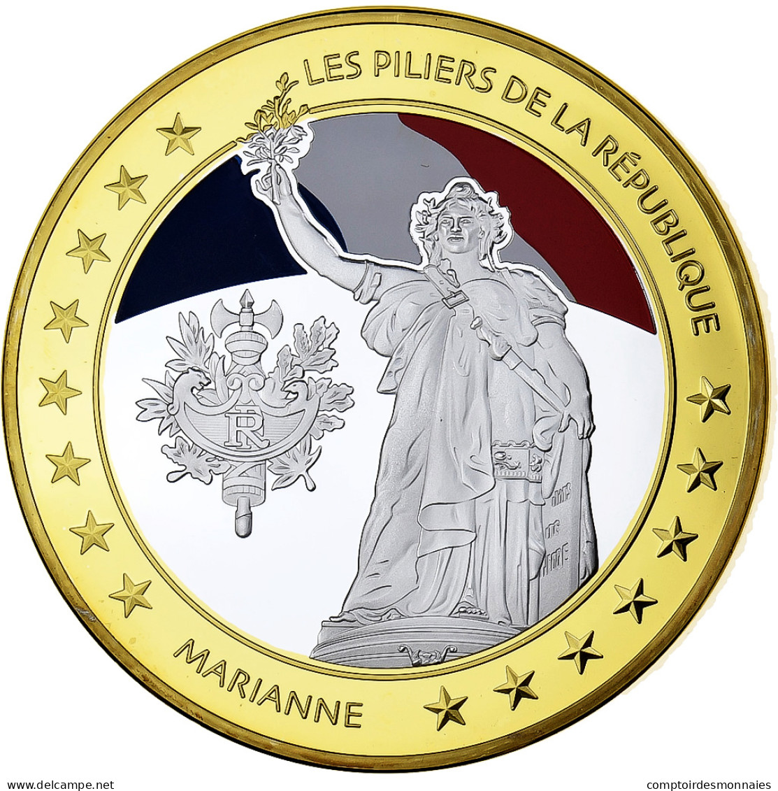 France, Médaille, Les Piliers De La République, Marianne, Cuivre Plaqué - Autres & Non Classés