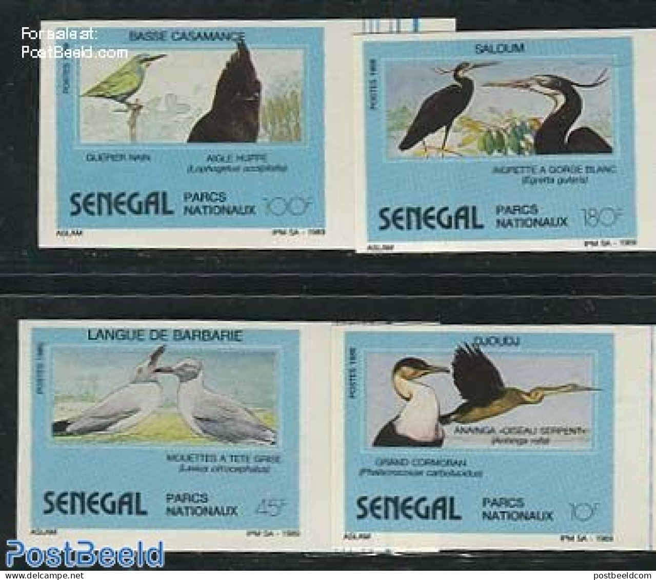 Senegal 1989 Birds 4v, Imperferated, Mint NH, Nature - Birds - Senegal (1960-...)