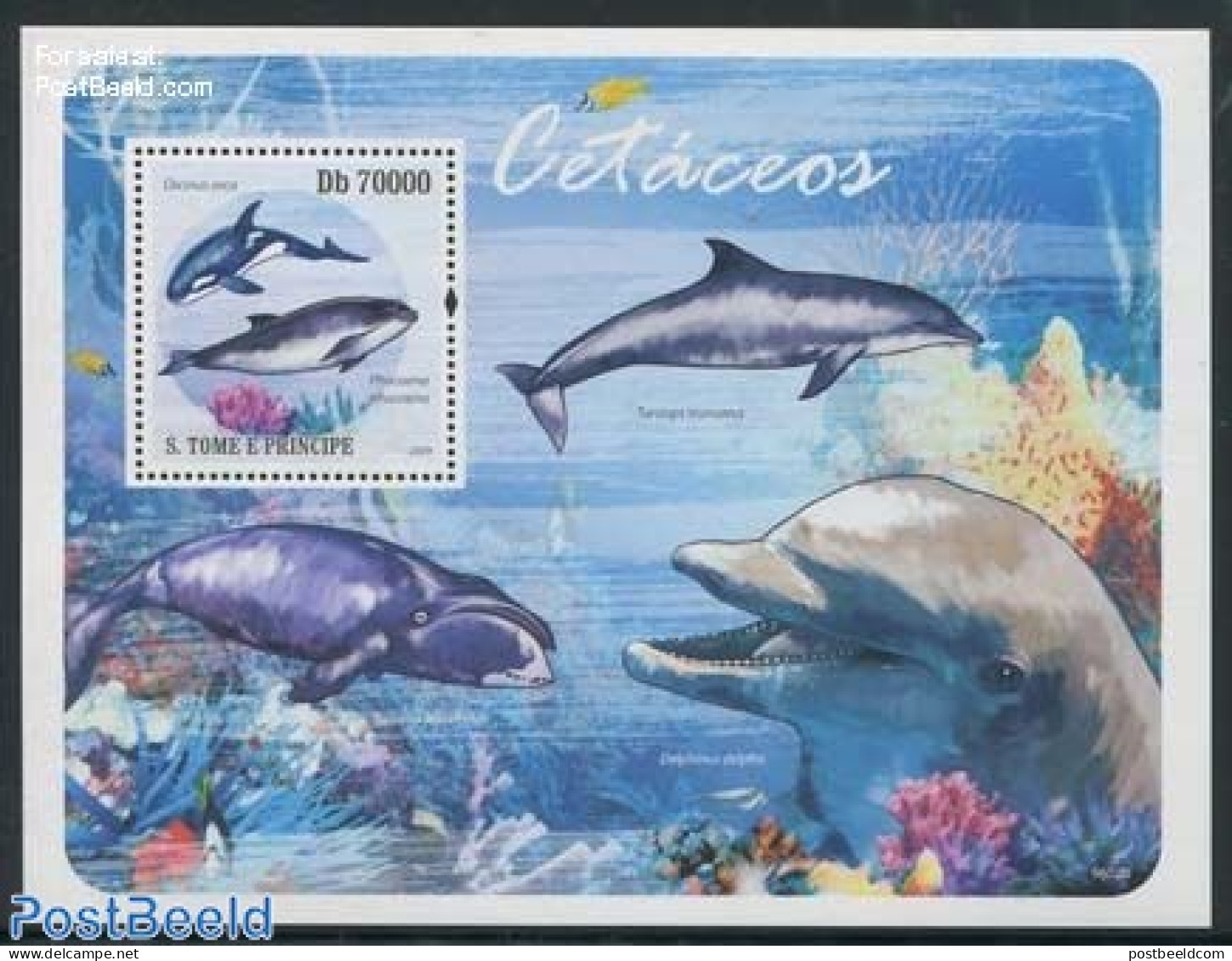 Sao Tome/Principe 2009 Whales S/s, Mint NH, Nature - Sea Mammals - Sao Tomé E Principe