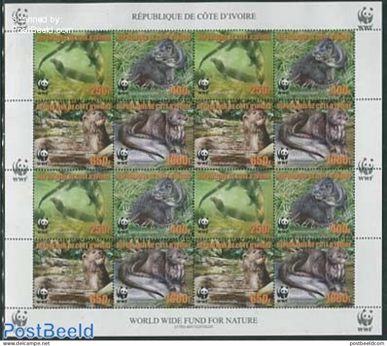 Ivory Coast 2005 WWF, 4v Maculicollis As Text M/s, Mint NH, Nature - Animals (others & Mixed) - World Wildlife Fund (W.. - Neufs