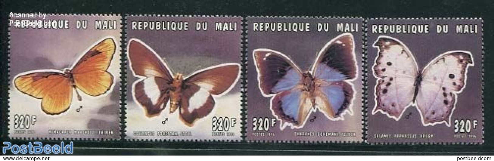 Mali 1996 Butterflies 4v, Mint NH, Nature - Butterflies - Malí (1959-...)