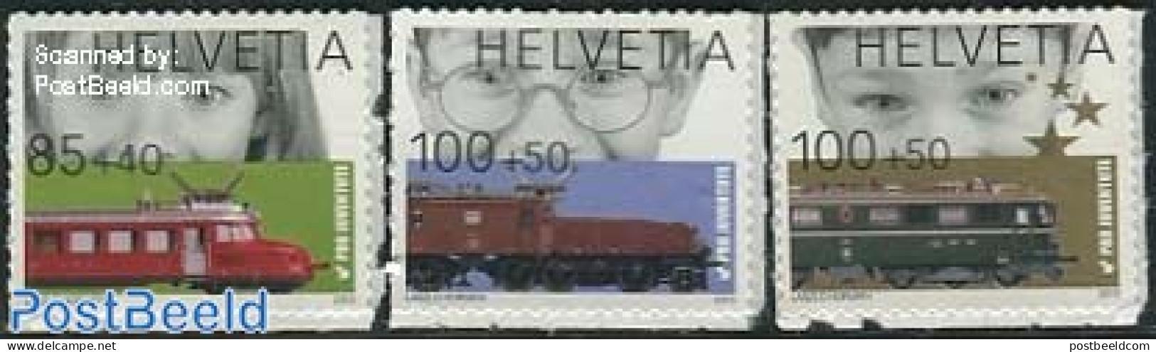 Switzerland 2013 Pro Juventute, Railways 3v S-a, Mint NH, Transport - Railways - Nuovi