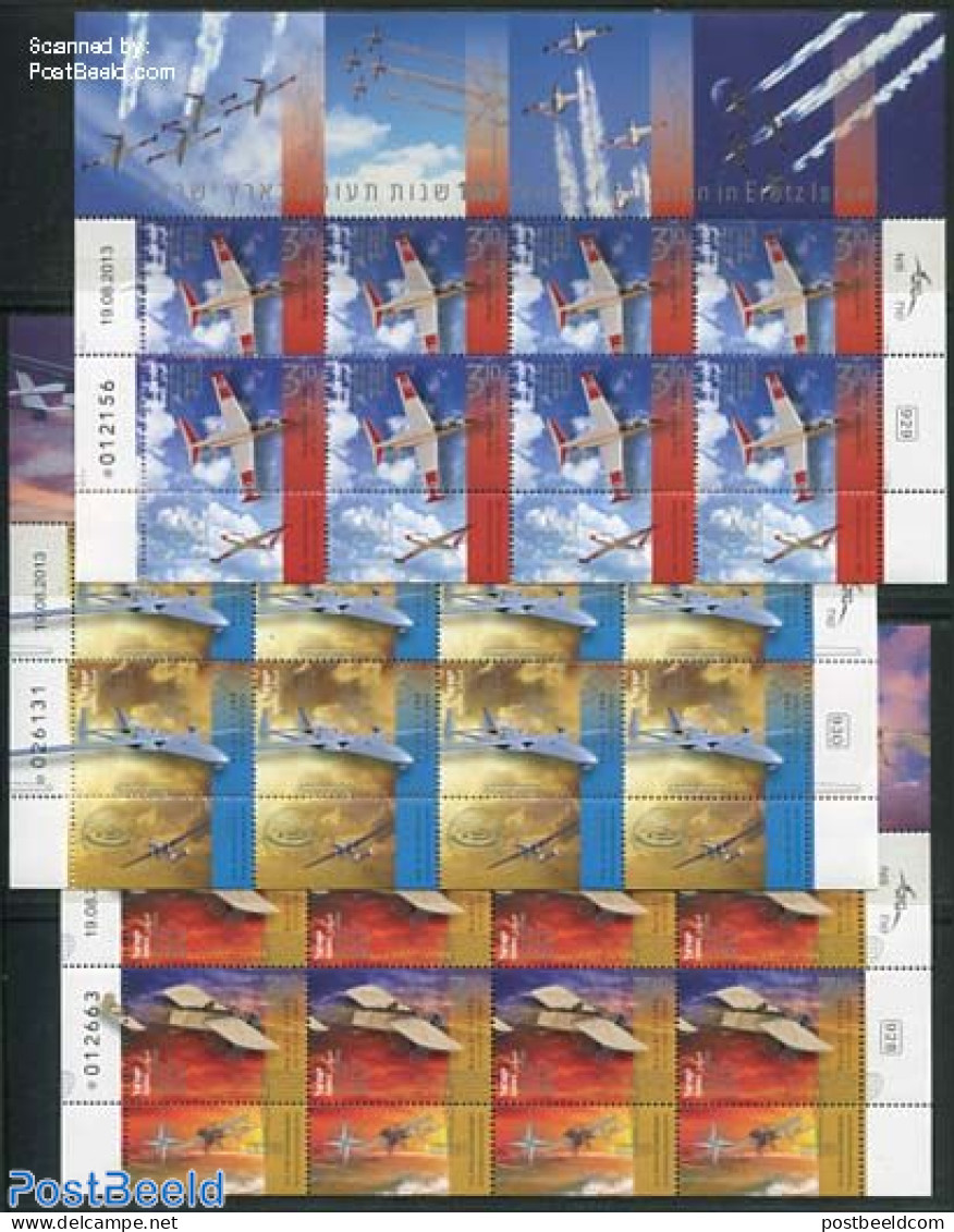 Israel 2013 Aviation 3 M/s, Mint NH, Transport - Aircraft & Aviation - Unused Stamps (with Tabs)