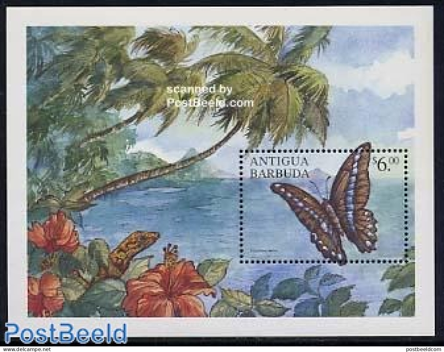 Antigua & Barbuda 2000 Butterfly S/s, Graphium Milon, Mint NH, Nature - Butterflies - Flowers & Plants - Reptiles - Antigua Und Barbuda (1981-...)