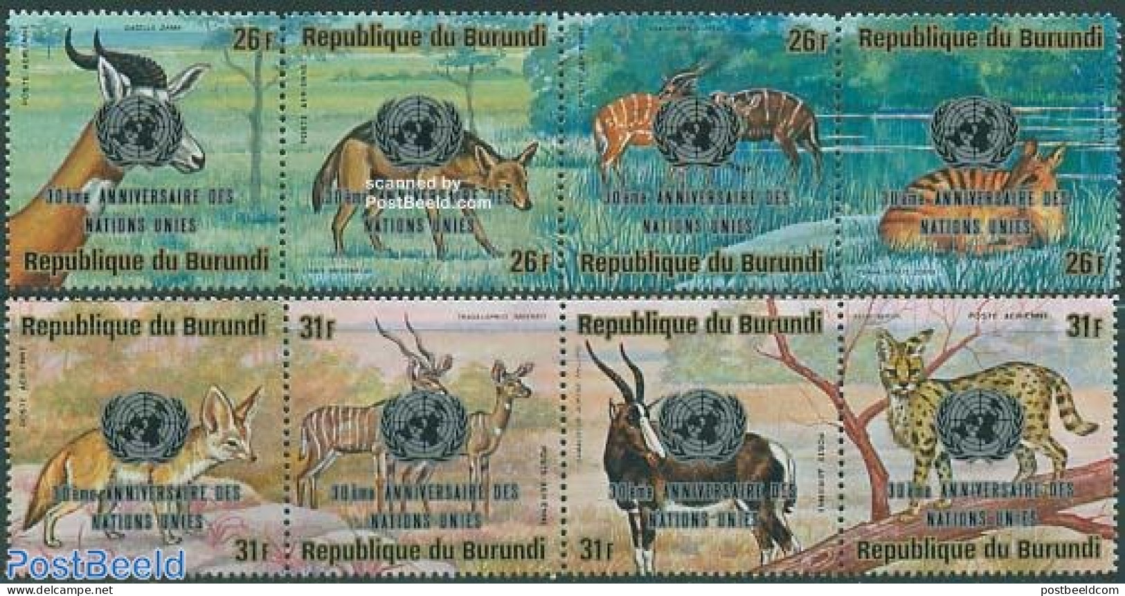 Burundi 1975 30 Years UNO 2x4v [:::], Mint NH, History - Nature - United Nations - Animals (others & Mixed) - Cat Family - Sonstige & Ohne Zuordnung