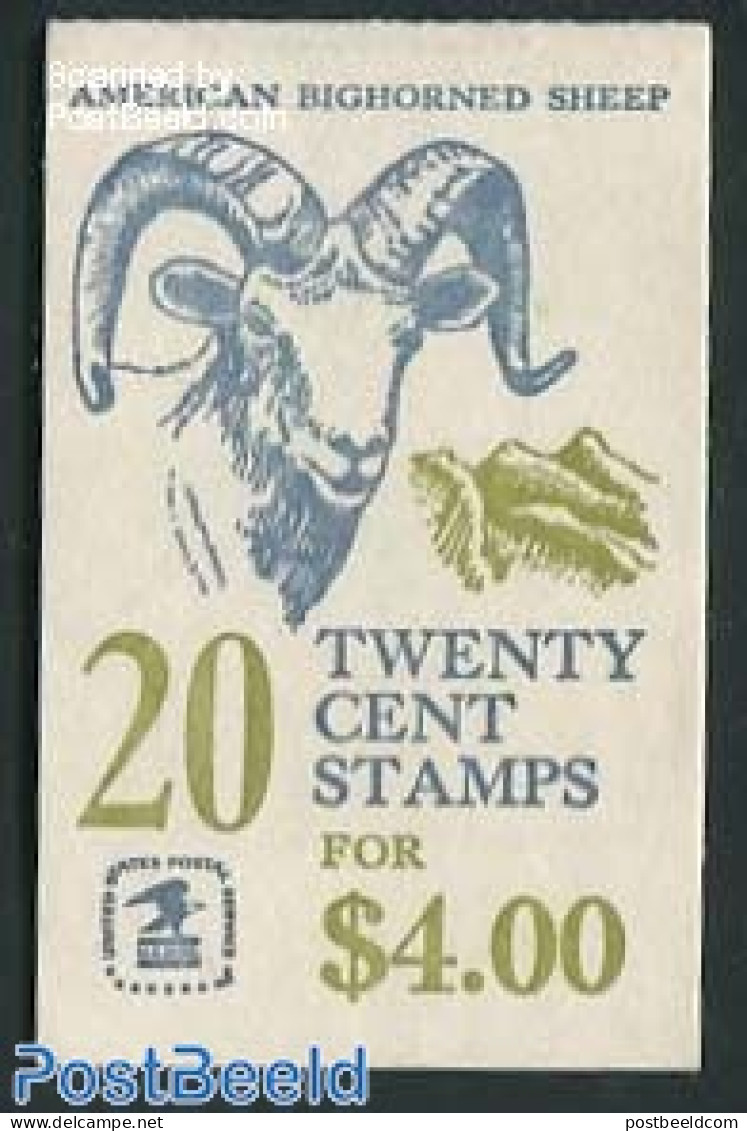 United States Of America 1982 Bighorned Sheep Booklet, Mint NH, Nature - Animals (others & Mixed) - Stamp Booklets - Nuevos