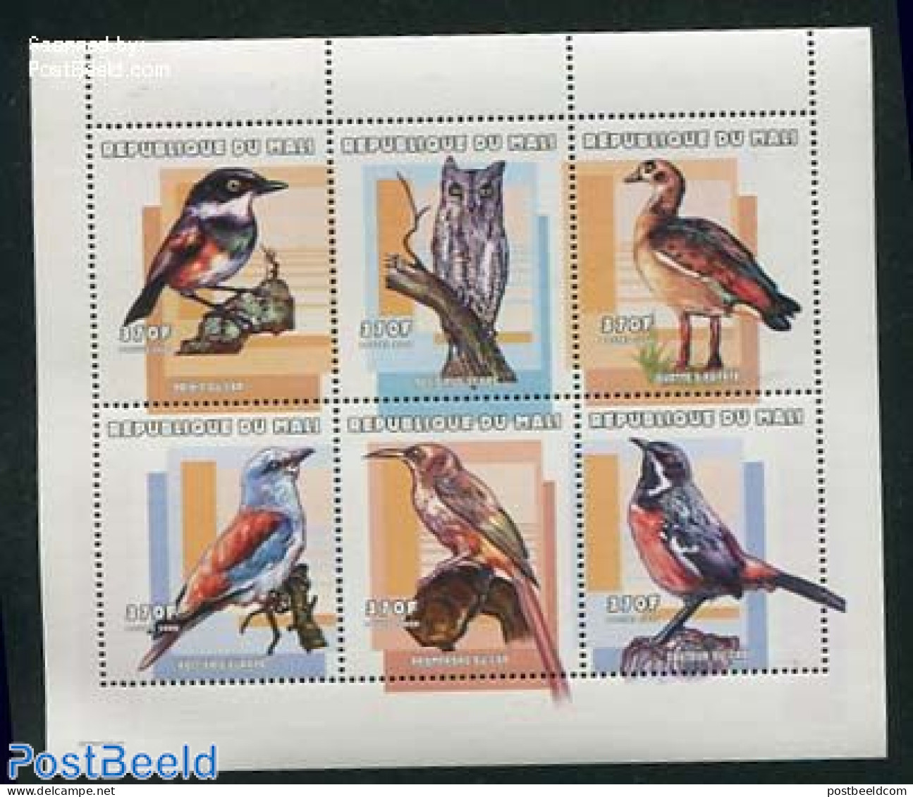 Mali 2000 Birds 6v M/s, Mint NH, Nature - Birds - Birds Of Prey - Owls - Malí (1959-...)