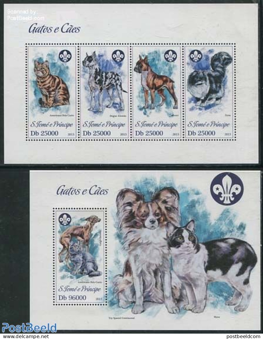 Sao Tome/Principe 2013 Cats & Dogs 2 S/s, Mint NH, Nature - Cats - Dogs - Sao Tomé E Principe