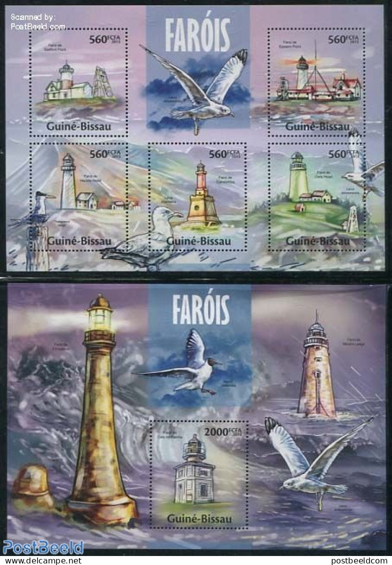 Guinea Bissau 2013 Lighthouses 2 S/s, Mint NH, Nature - Various - Birds - Lighthouses & Safety At Sea - Leuchttürme