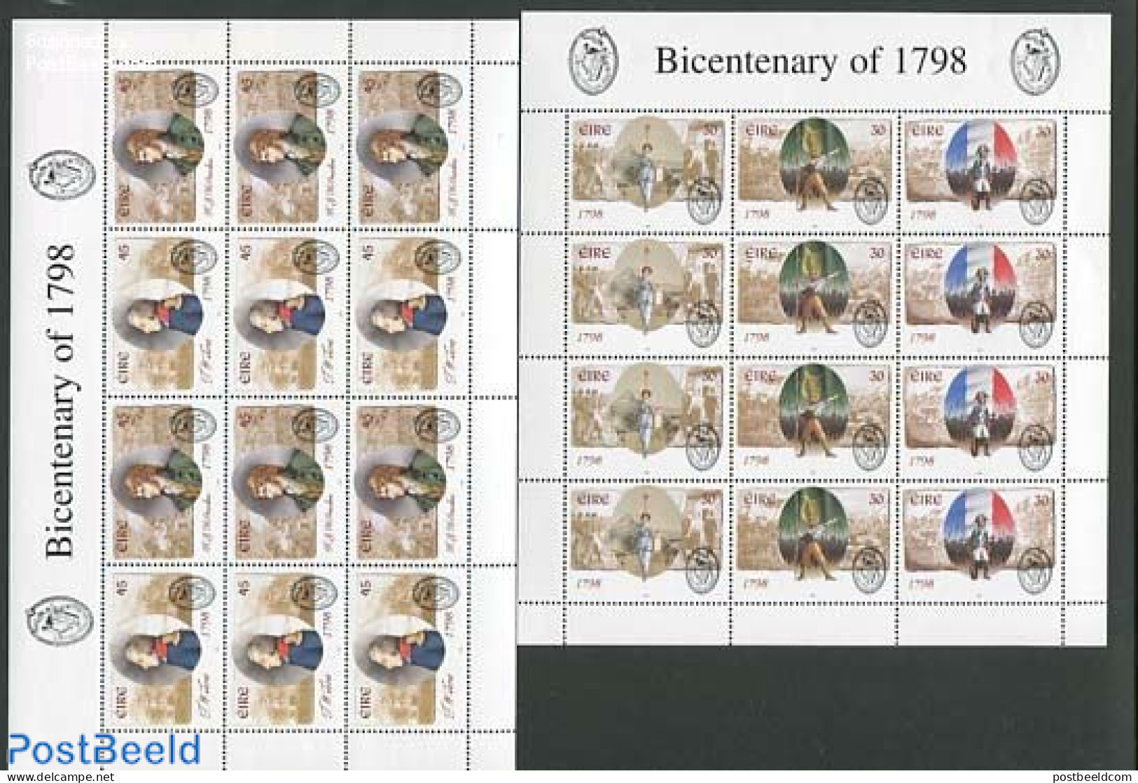 Ireland 1998 Revolution Of 1798 2 M/ss, Mint NH, History - History - Unused Stamps