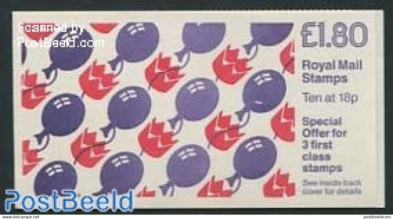 Great Britain 1988 Definitives Booklet, Balloons, Selvedge At Right, Mint NH, Stamp Booklets - Nuevos