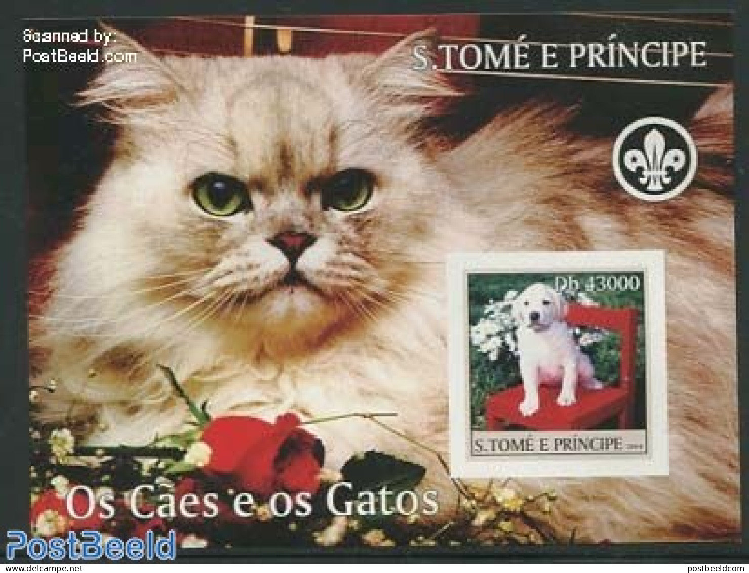 Sao Tome/Principe 2000 Dogs S/s, Imperforated, Mint NH, Nature - Dogs - Sao Tomé Y Príncipe
