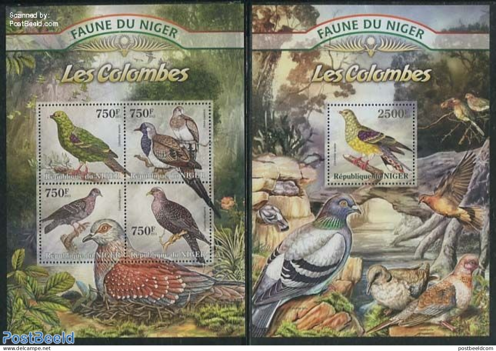 Niger 2013 Pigeons 2 S/s, Mint NH, Nature - Birds - Niger (1960-...)