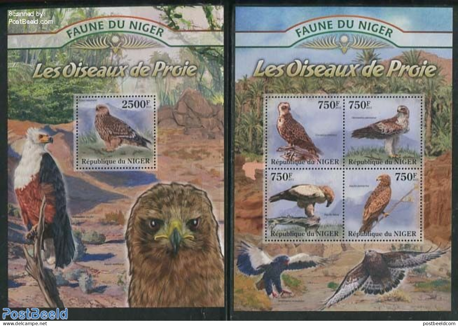 Niger 2013 Birds Of Prey 2 S/s, Mint NH, Nature - Birds - Niger (1960-...)