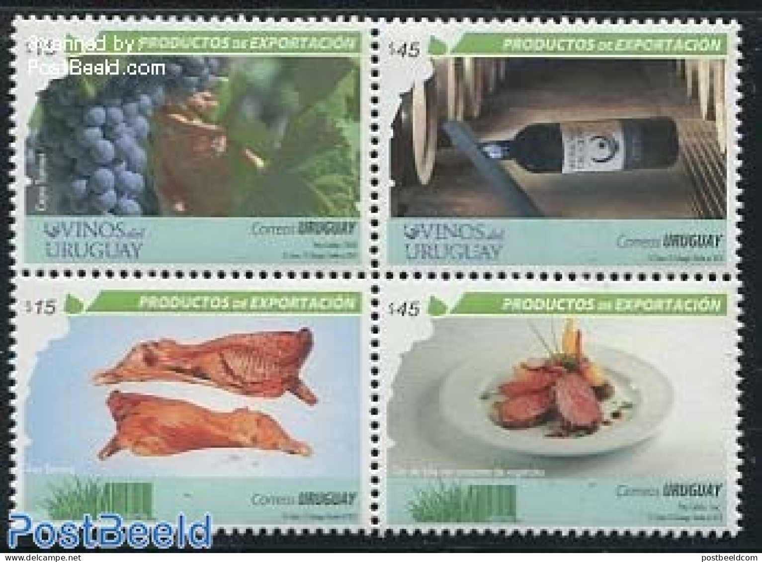 Uruguay 2013 Export Products 4v [+], Mint NH, Health - Nature - Various - Food & Drink - Fruit - Wine & Winery - Expor.. - Food