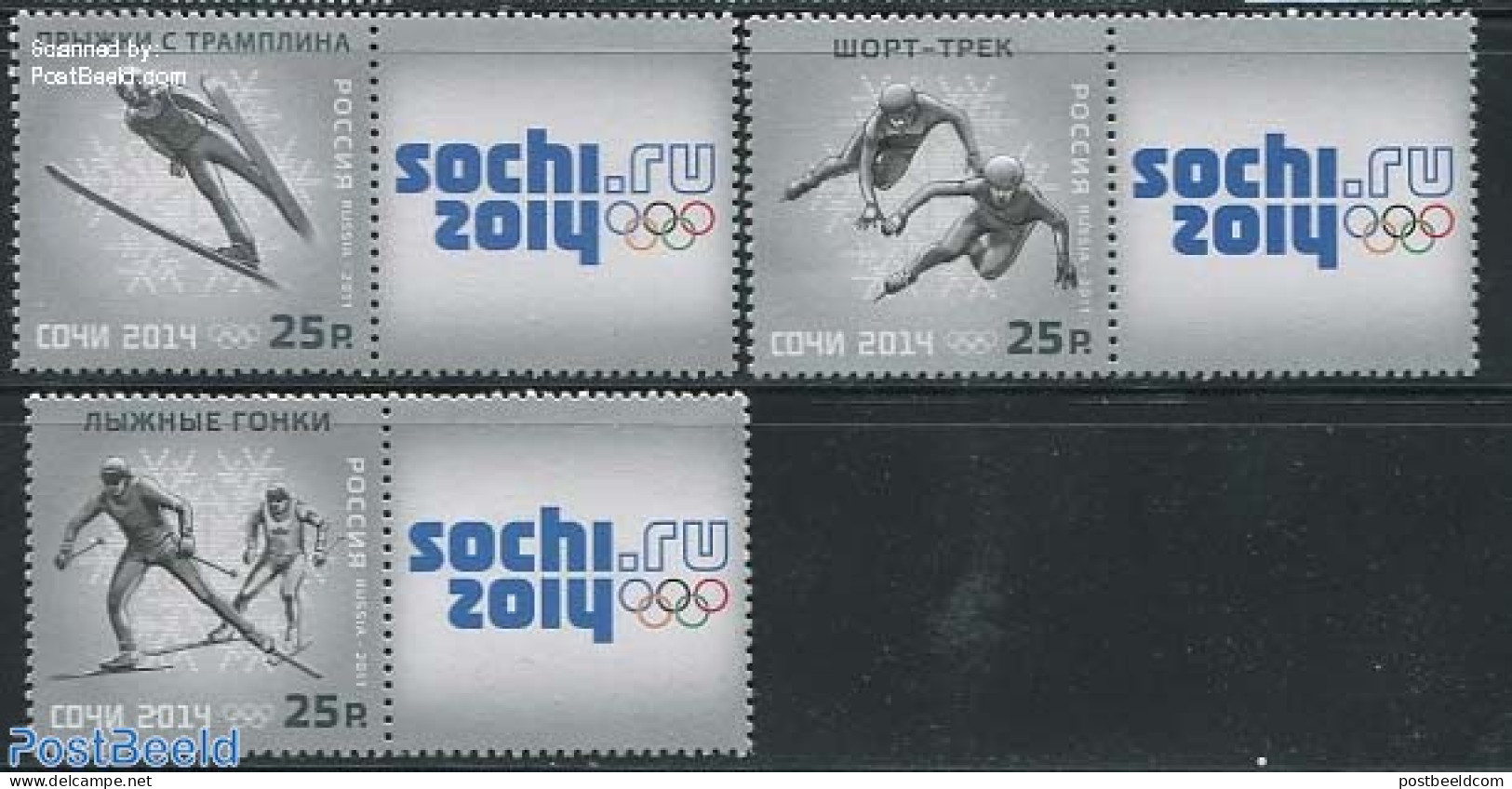 Russia 2011 Olympic Winter Games Sochi 2014 3v+tabs, Mint NH, Sport - Olympic Winter Games - Skiing - Sci