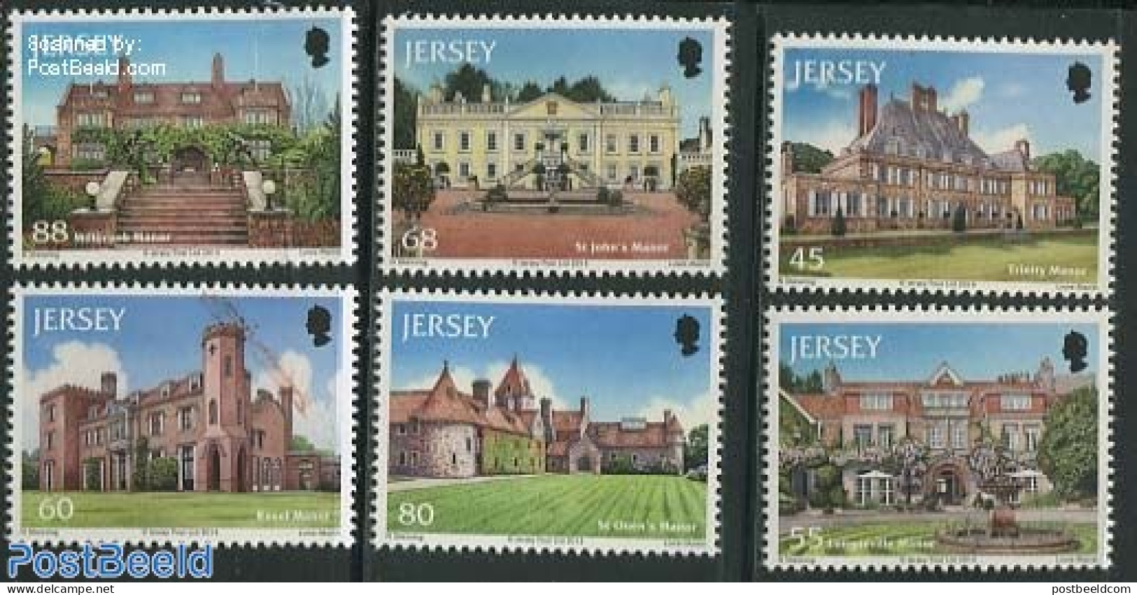 Jersey 2014 Manor Houses 6v, Mint NH, Art - Architecture - Jersey