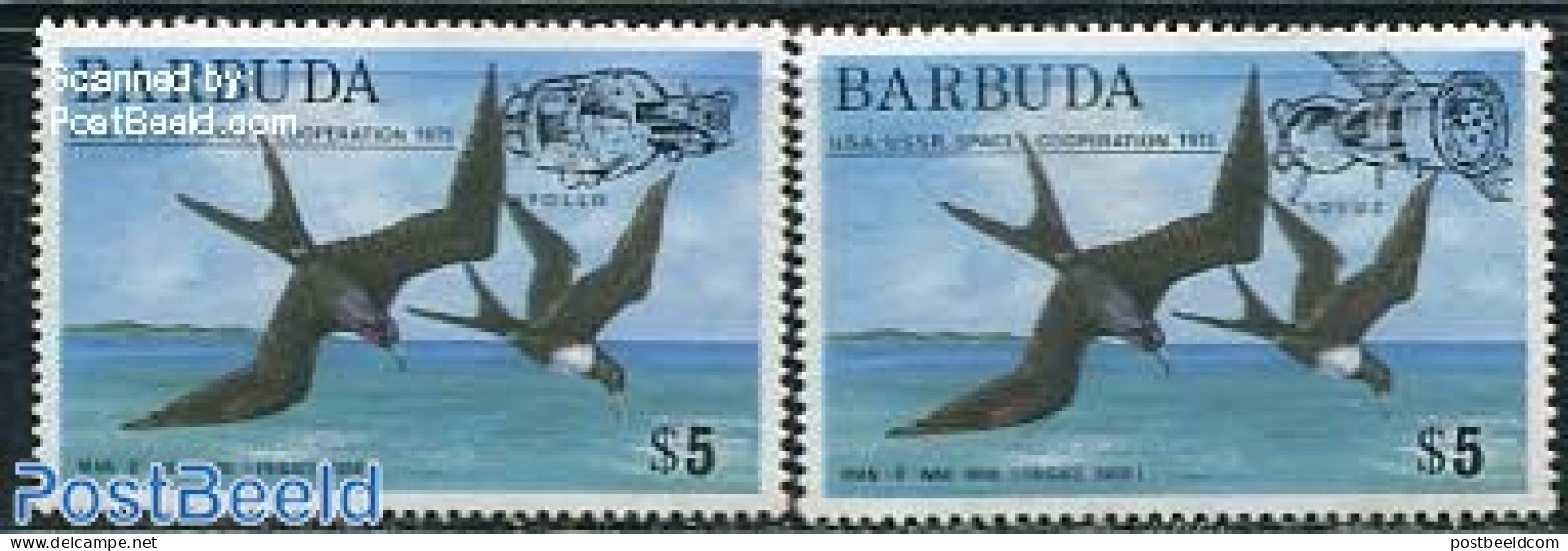 Barbuda 1975 Apollo - Soyuz 2v, Mint NH, Nature - Transport - Birds - Space Exploration - Barbuda (...-1981)