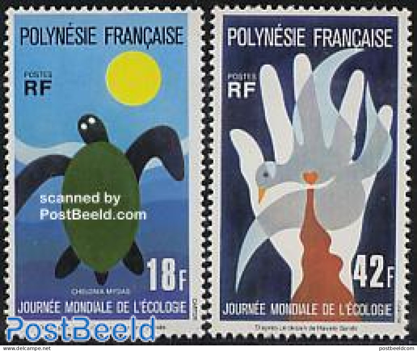 French Polynesia 1976 Environment Day 2v, Mint NH, Nature - Environment - Reptiles - Turtles - Nuevos