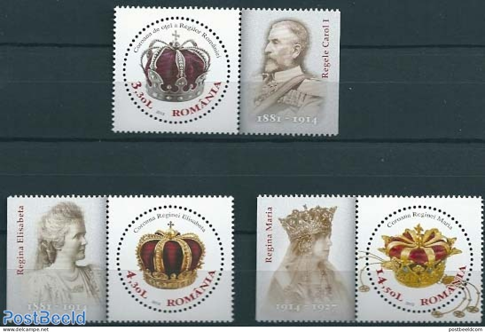 Romania 2013 Crowns 3v+tabs, Mint NH, History - Kings & Queens (Royalty) - Unused Stamps