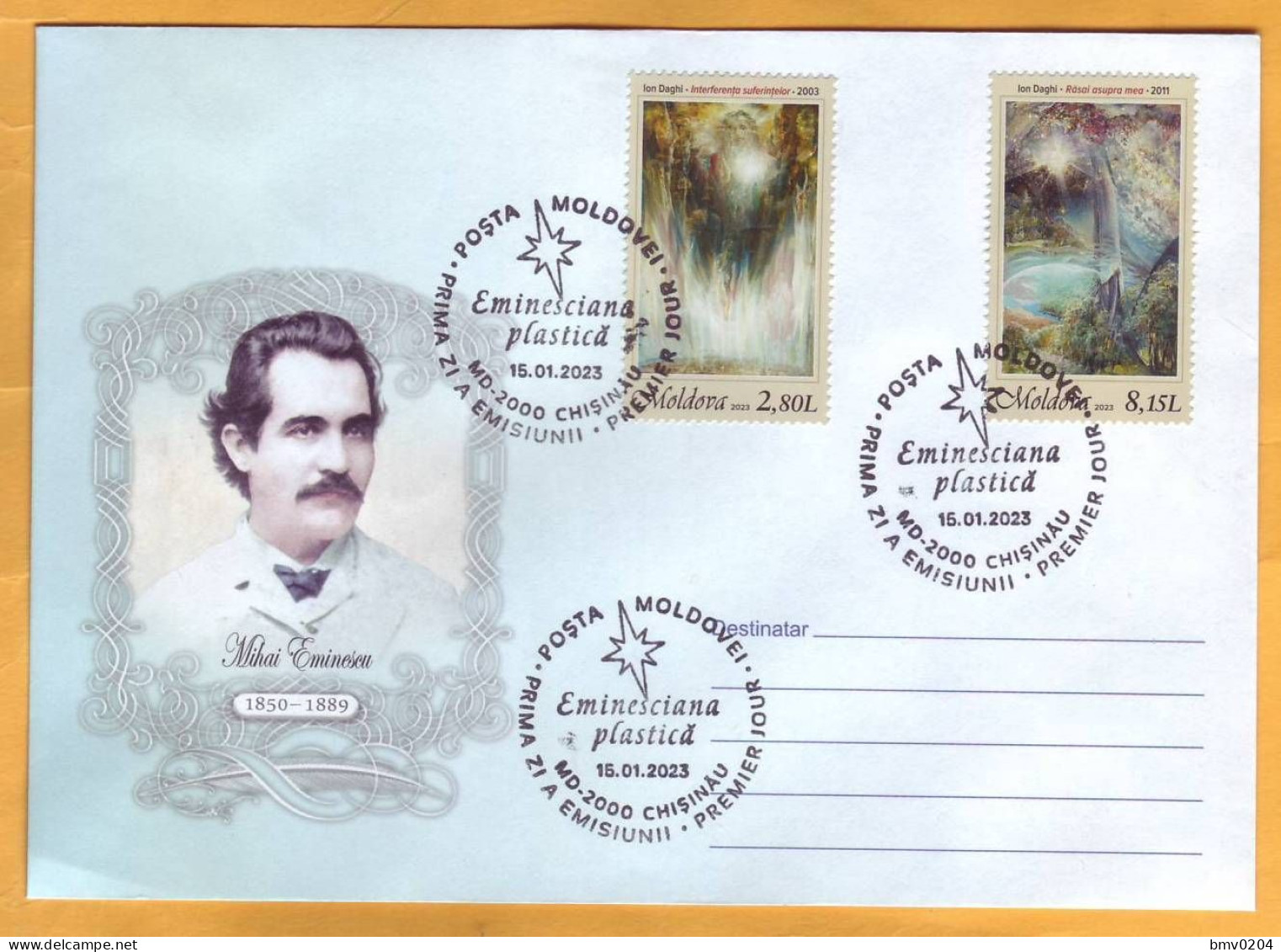 2023  Moldova FDC „Eminesciana Plastică”, „Creativity Of Mihai Eminescu In Painting” Art, Paintings, Modern - Moldavie